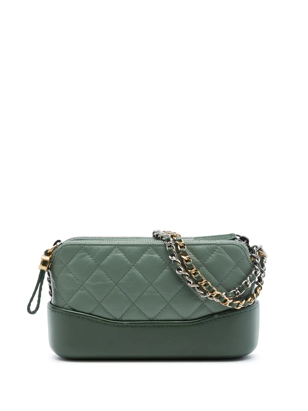 2018 Aged Calfskin Gabrielle Double Zip Clutch with Chain crossbody bag