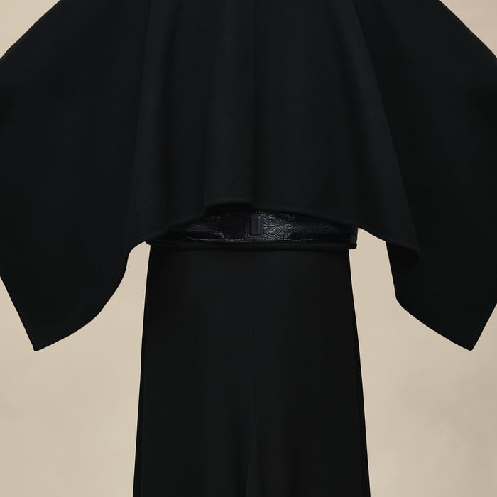 Noir Embroidered Cape Jacket