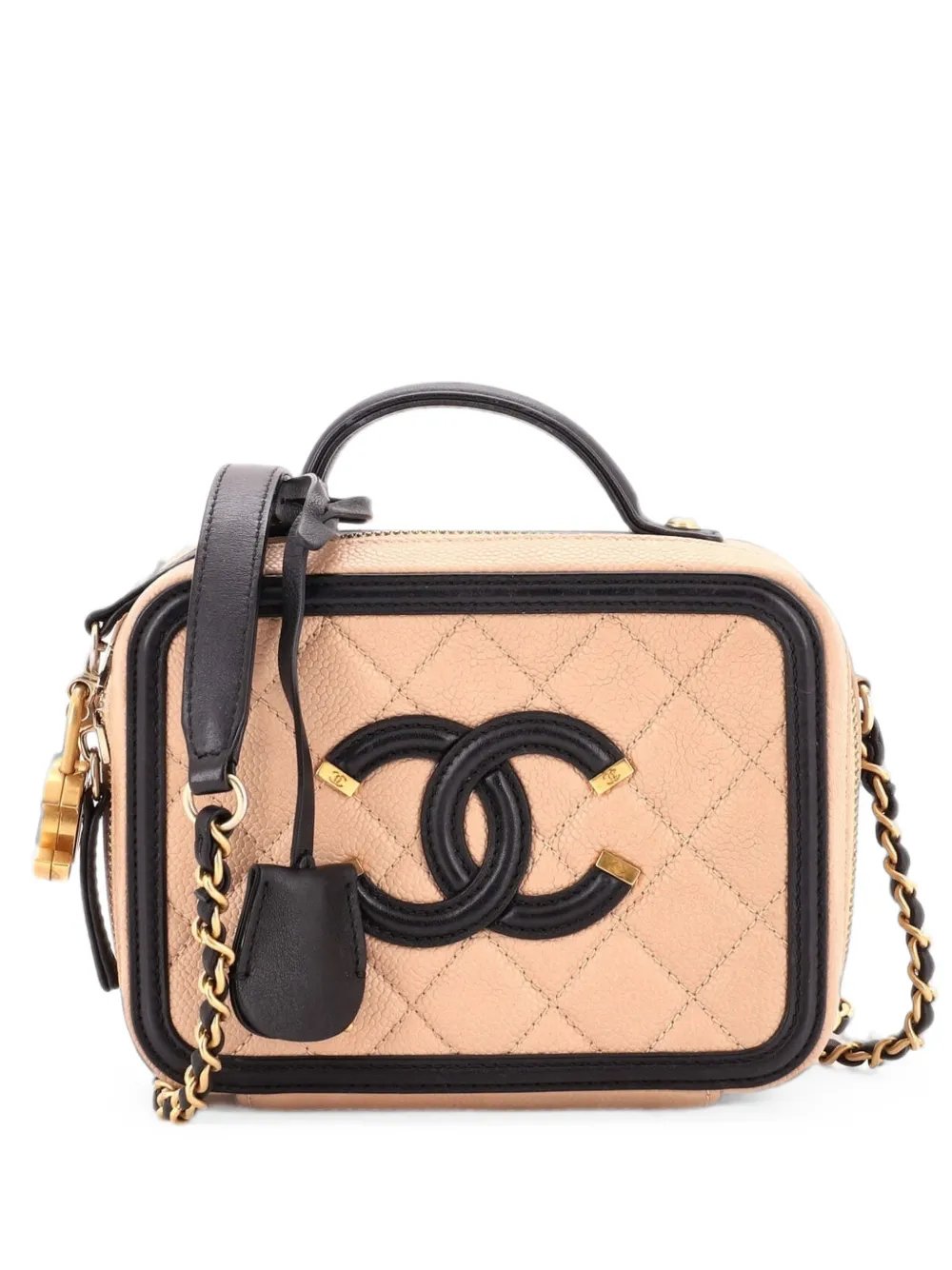 Filigree Vanity Case Quilted Caviar Small satchel
