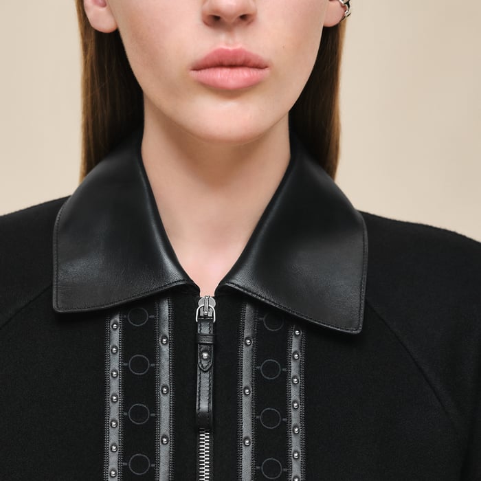 Noir Embroidered Car Coat