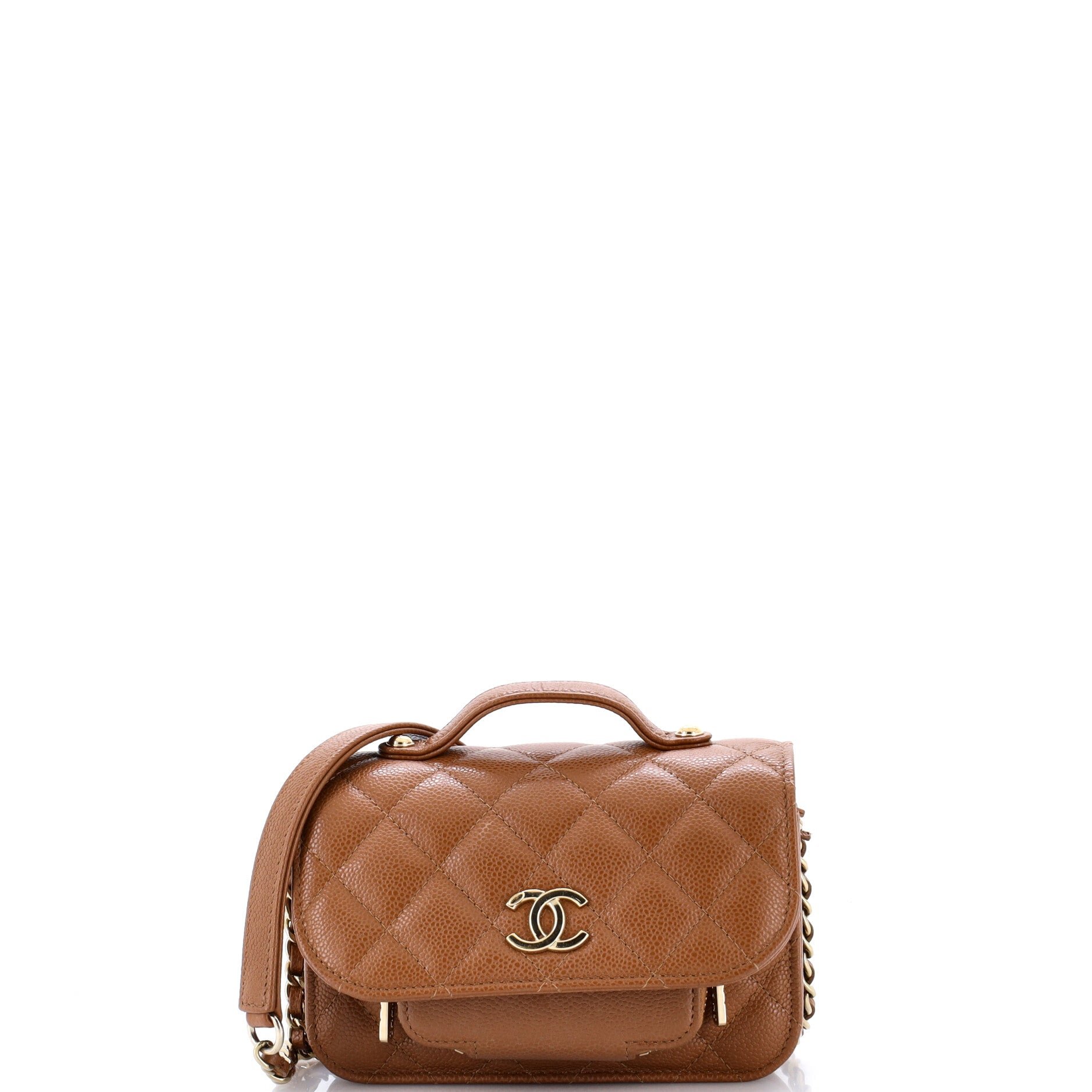 Business Affinity Flap Clutch with Chain Quilted Caviar