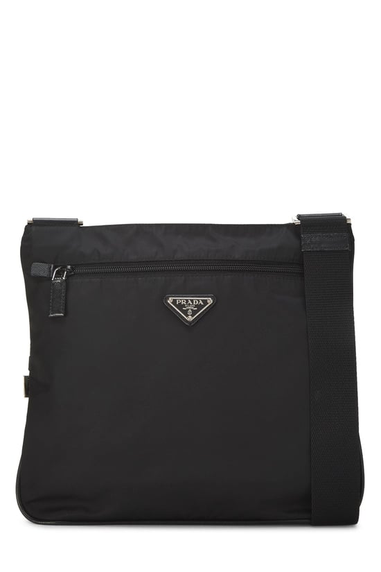 Black Nylon Zip Pocket Messenger