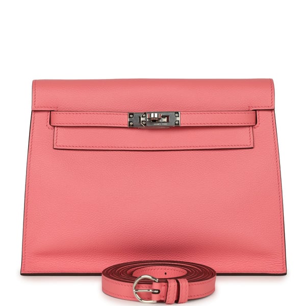 Hermes Hermes Kelly Danse Rose Azalee Verso Evercolor Palladium Hardware