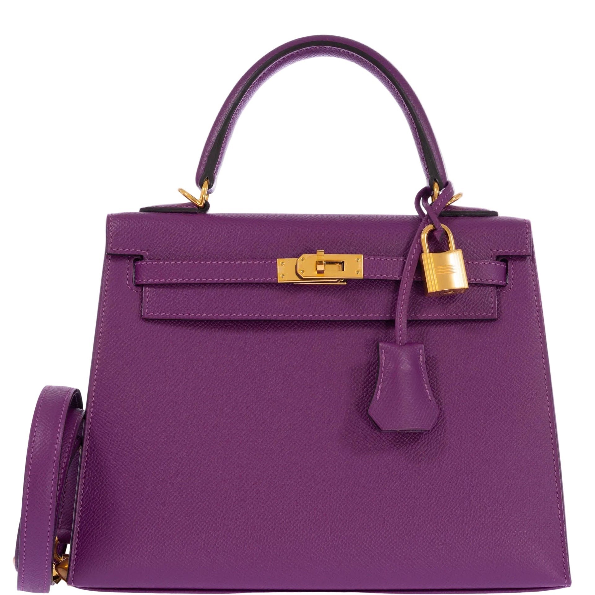 Hermes Hermès Kelly 25 Sellier Anemone Epsom Gold Hardware