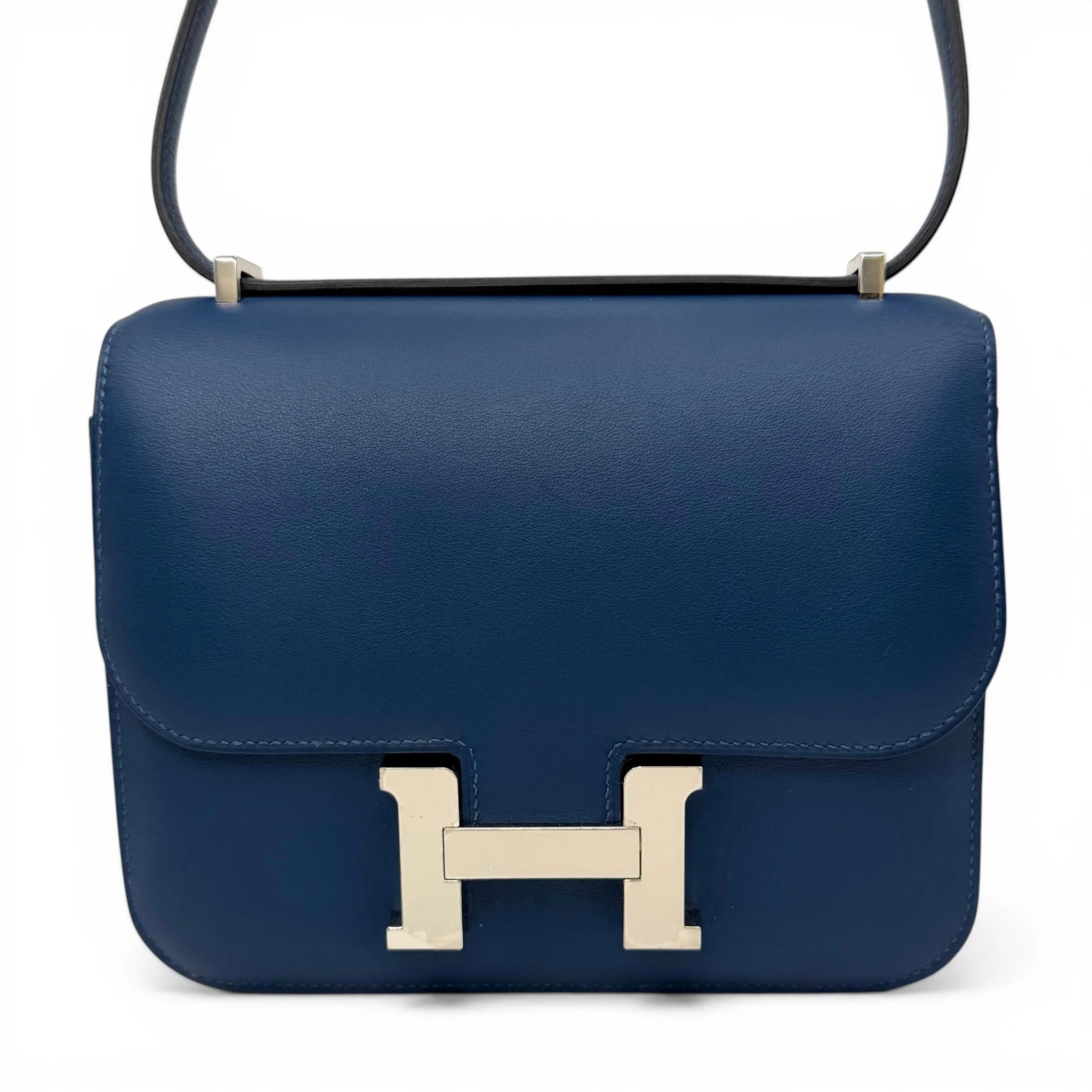 Very Good ( Rank A) HERMÈS Constance Mini Bleu Izmir (7W) Swift Palladium hardware D (2019)
