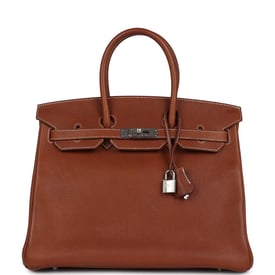 Hermes Pre-owned Hermes Birkin 35 Fauve Barenia Faubourg Palladium Hardware