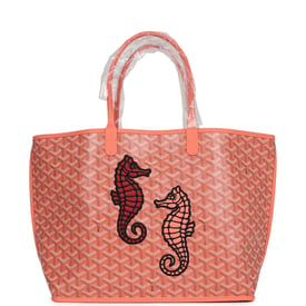 Goyard Goyard Goyardine Coral Anjou PM Embroidered Seahorse Bag Palladium Hardware