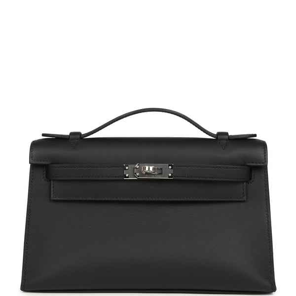Hermes Hermes Kelly Pochette Black Swift Palladium Hardware