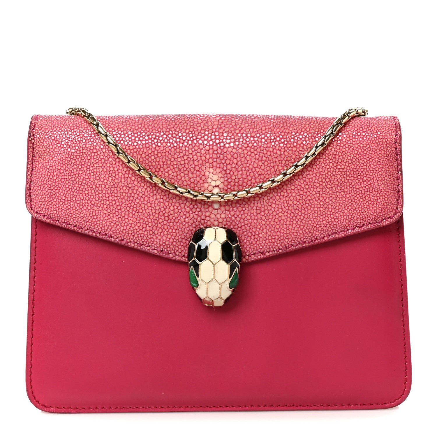 Bulgari Galuchat Calfskin Serpenti Forever Crossbody Bag Pink