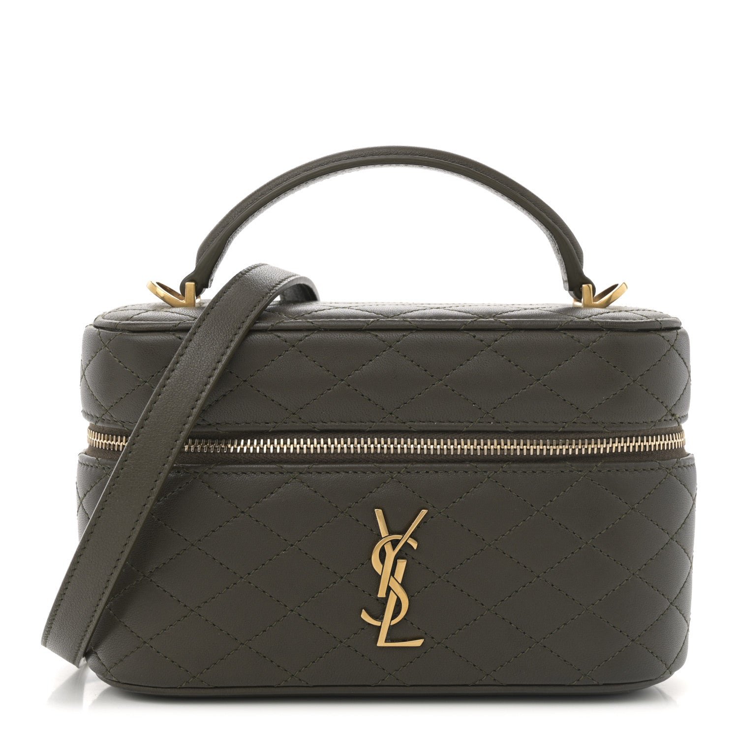 Saint Laurent Lambskin Quilted Mini Gaby Vanity Case Light Musk