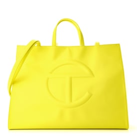 Telfar Vegan Leather Large Shopping Bag Highlighter Yellow