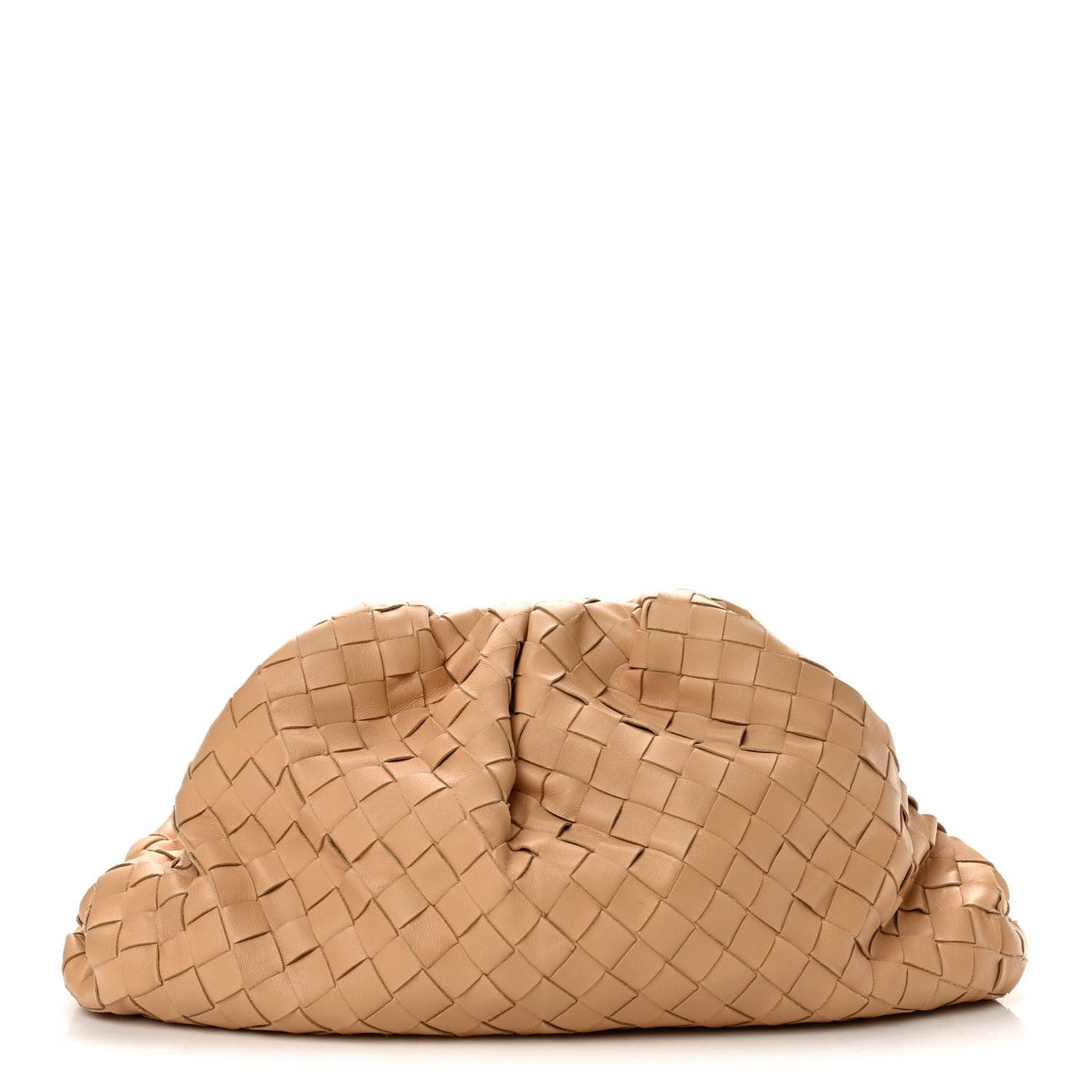 Bottega Veneta Nappa Maxi Intrecciato The Pouch Oversized Clutch Almond