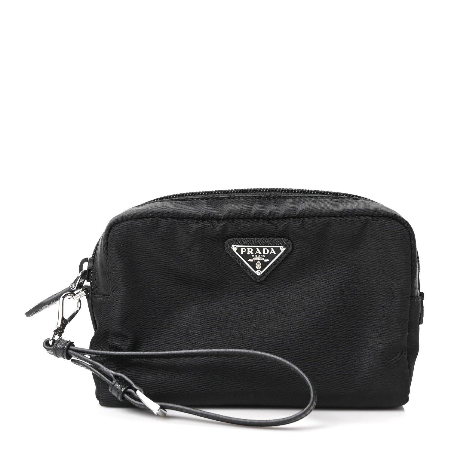 Prada Re-Nylon Vela Saffiano Wristlet Black