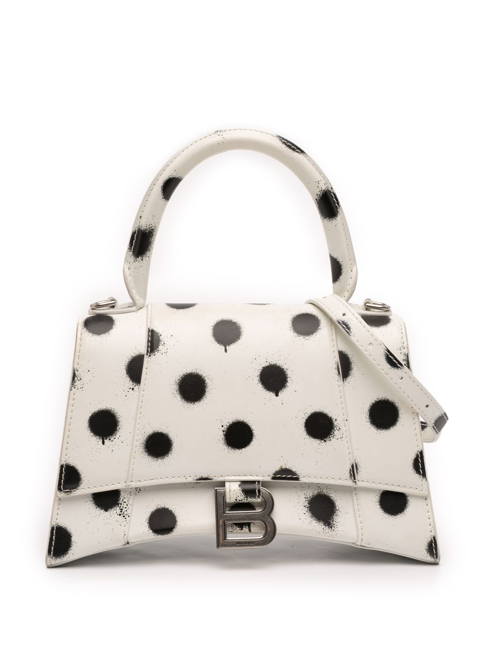 2022 Small Smooth Calfskin Sprayed Polka Dot Hourglass satchel
