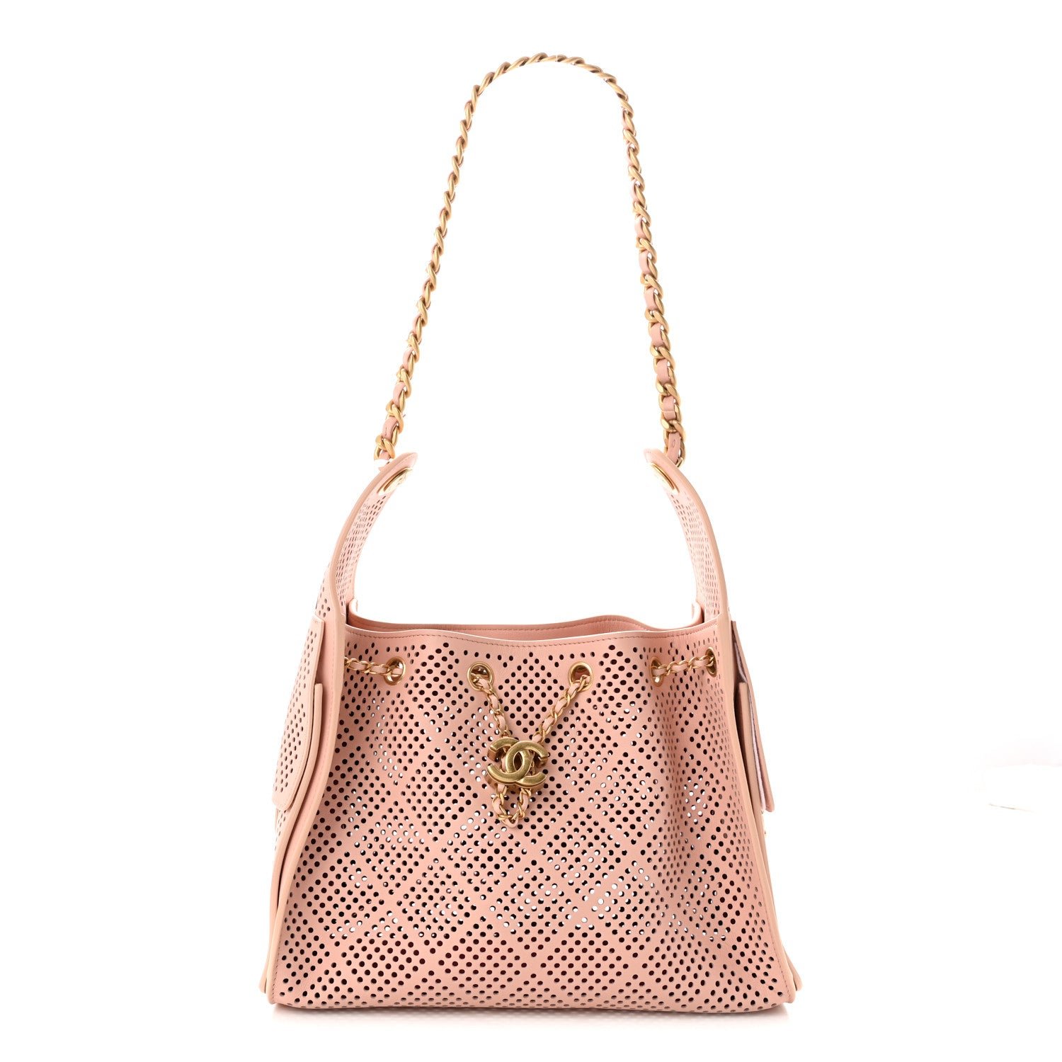 Chanel Perforated Calfskin Small Chanel 25 Handbag Light Pink