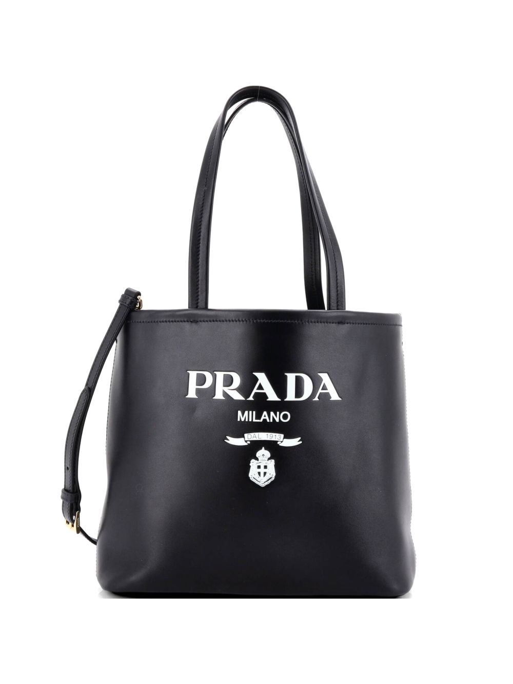 Logo Convertible Open Leather Small tote bag