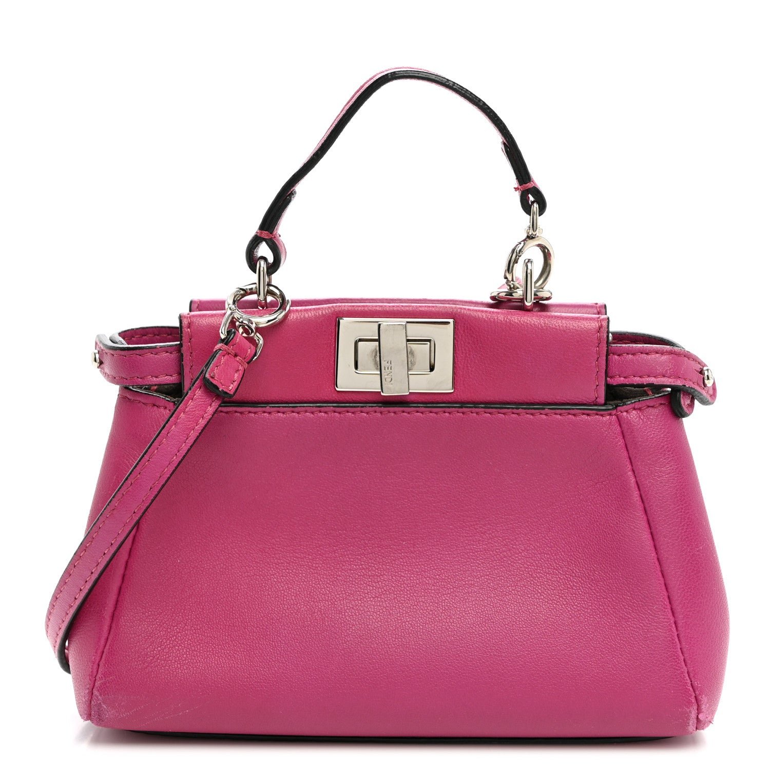 Fendi Nappa Micro Peekaboo Iconic Satchel Magenta