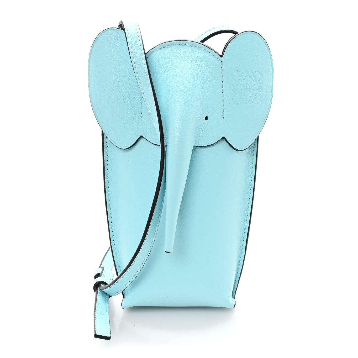 Loewe Calfskin Elephant Pouch Crossbody Bag Light Blue