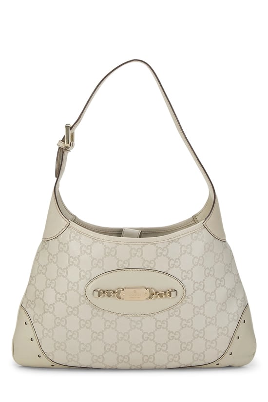 White Guccissima Leather Punch Hobo