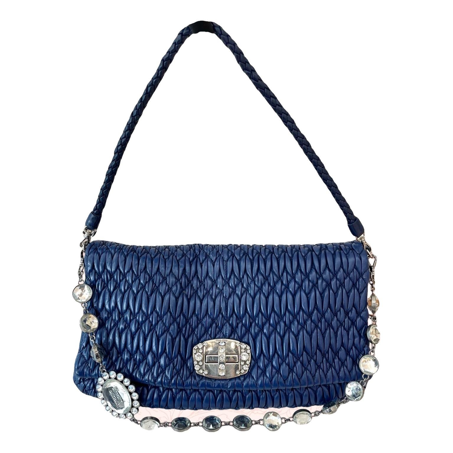 Miu Crystal leather handbag