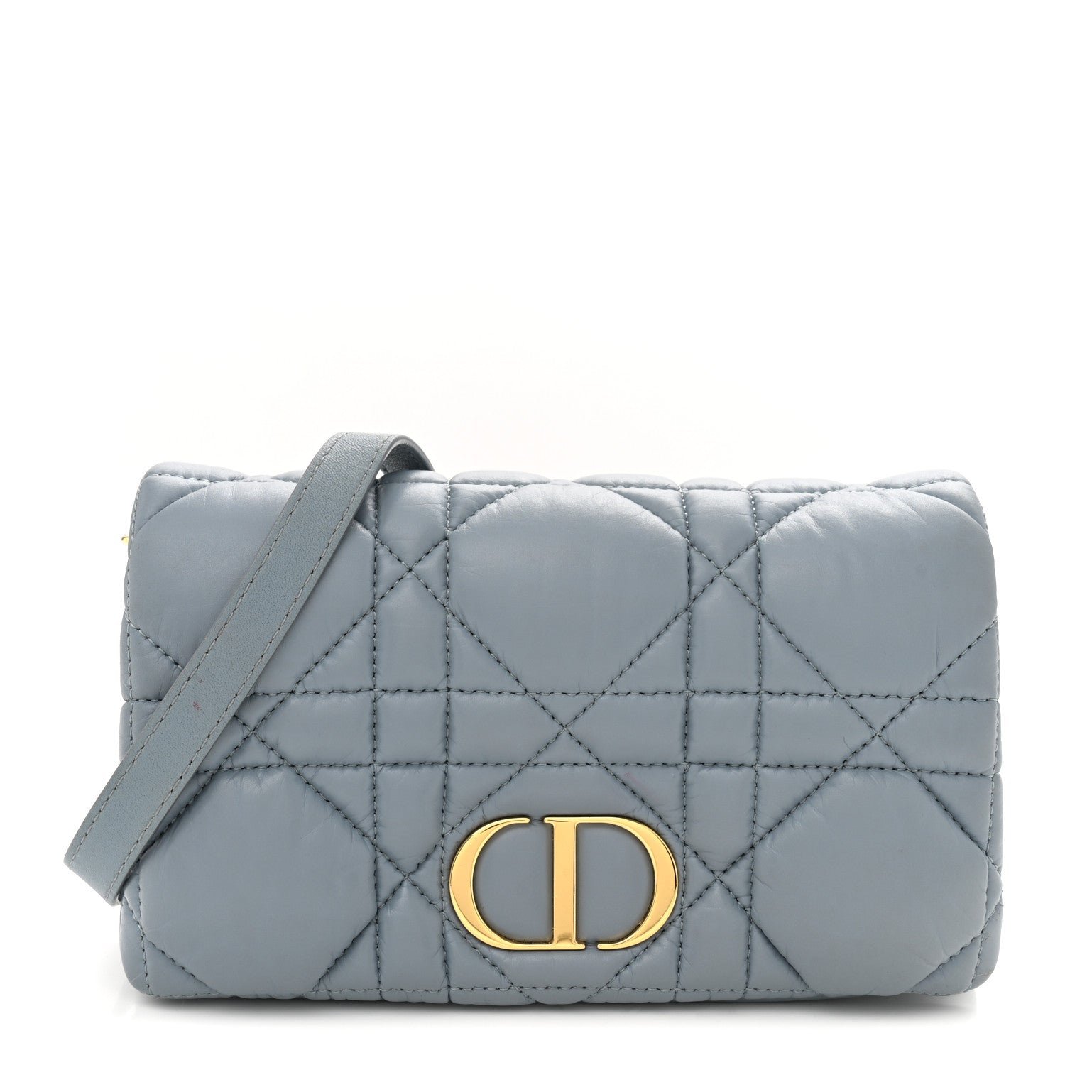 Christian Dior Lambskin Macrocannage Mini Dior Caro Bag Cloud Blue