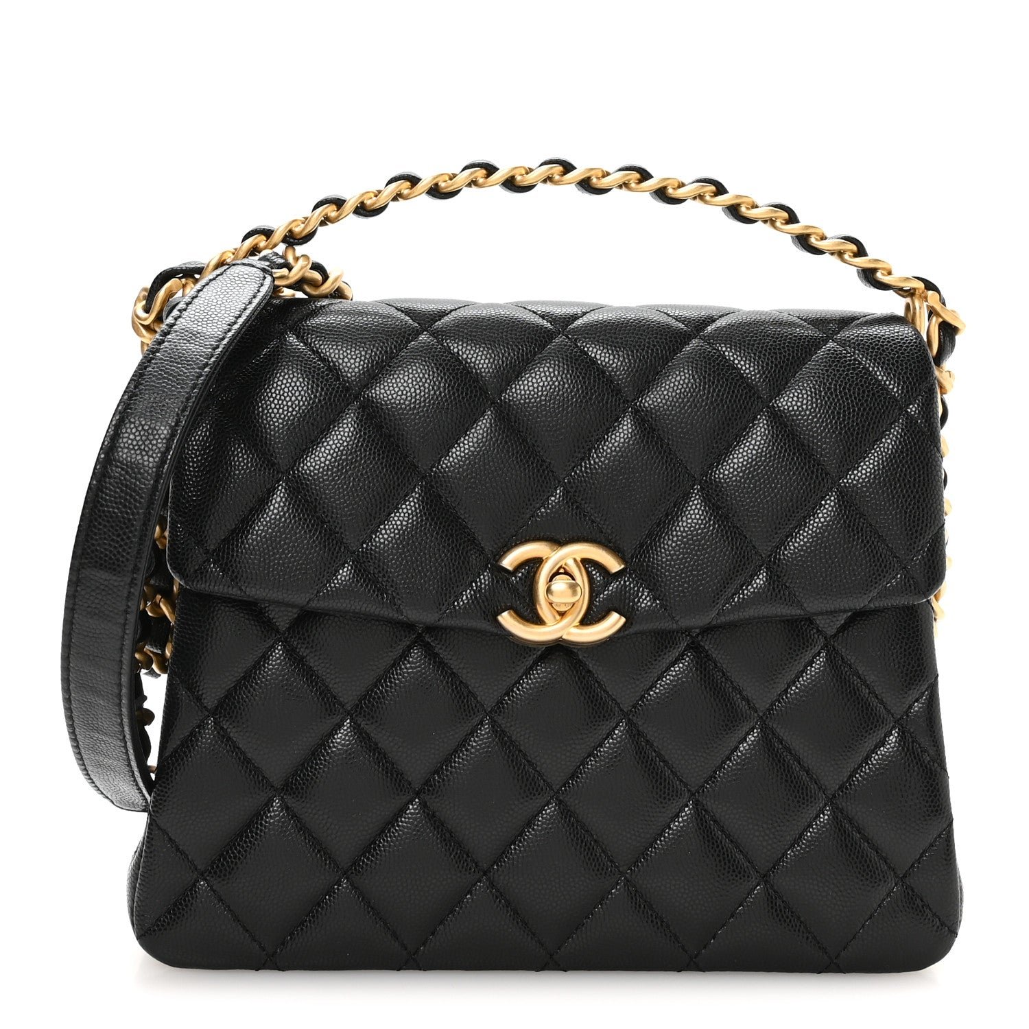 Chanel Caviar Quilted 31 Rue Cambon Top Handle Flap Black