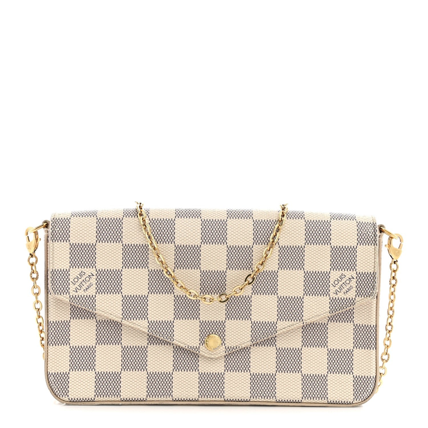 Louis Vuitton Damier Azur Pochette Felicie Chain Wallet Rose Ballerine