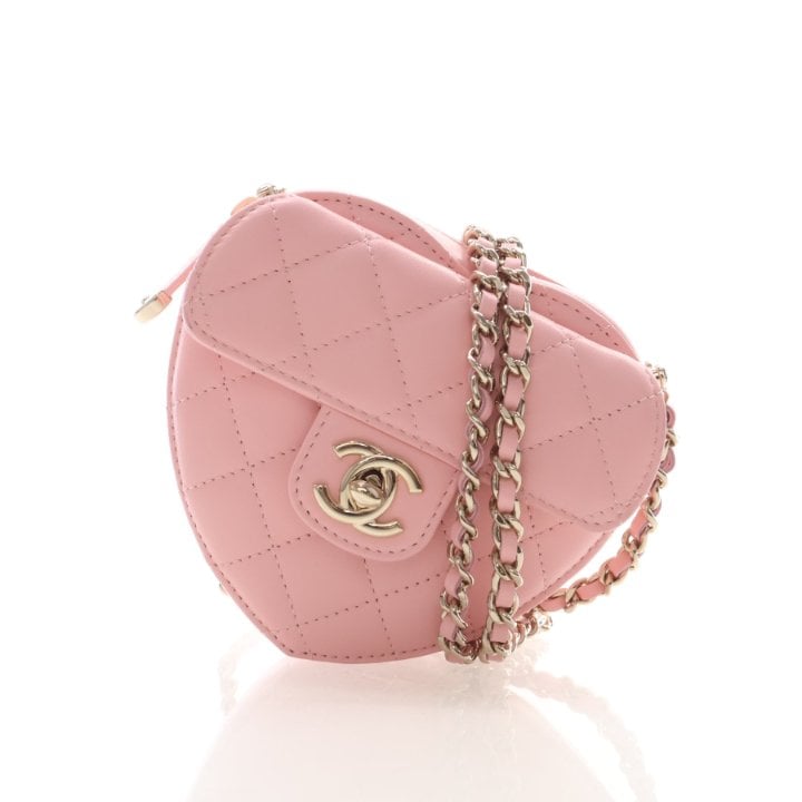 Chanel Mini Lambskin Heart Clutch with Chain