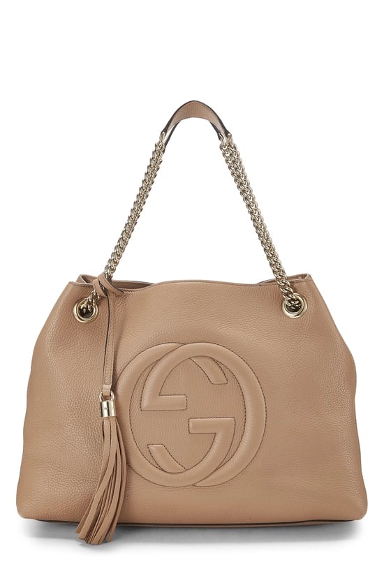 Beige Leather Soho Chain Tote
