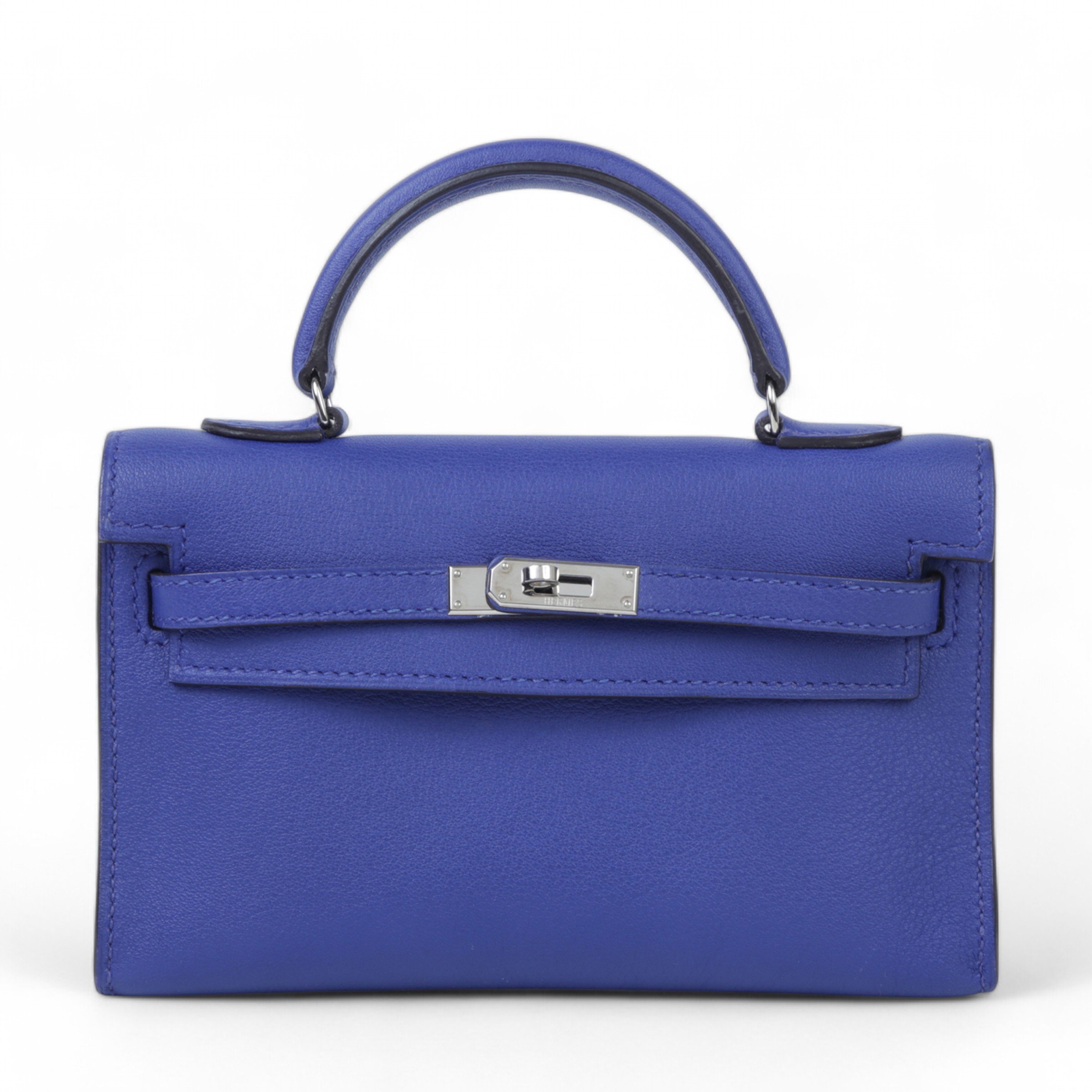 Hermes Very Good ( Rank A)  HERMÈS  Kelly Tiny Bleu Electrique (7T) Swift Palladium hardware Square O (2011)