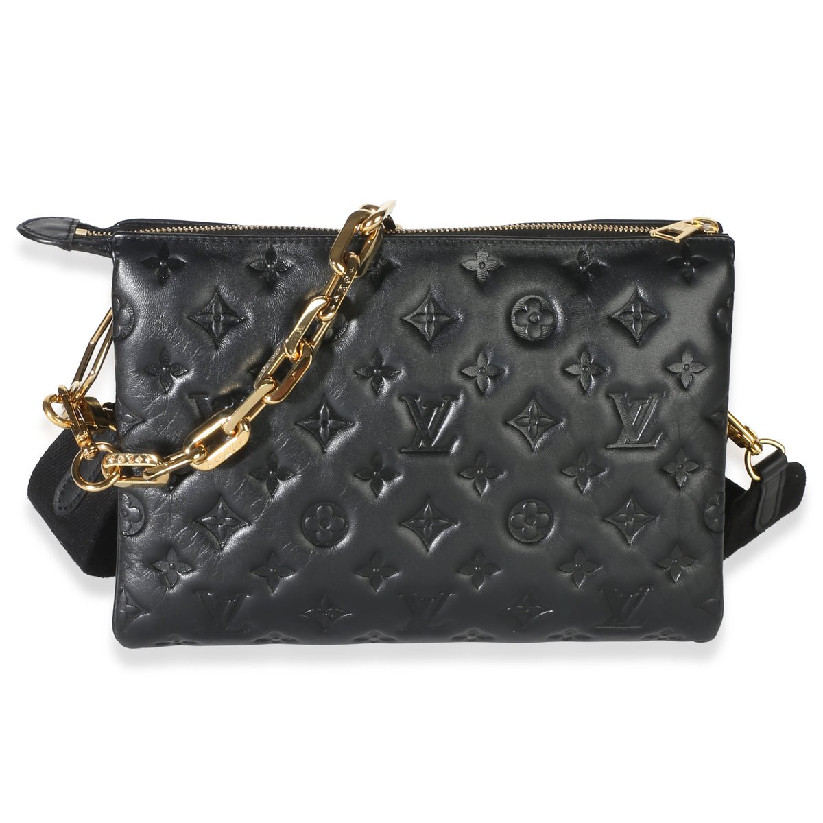 Black Monogram Embossed Lambskin Coussin PM