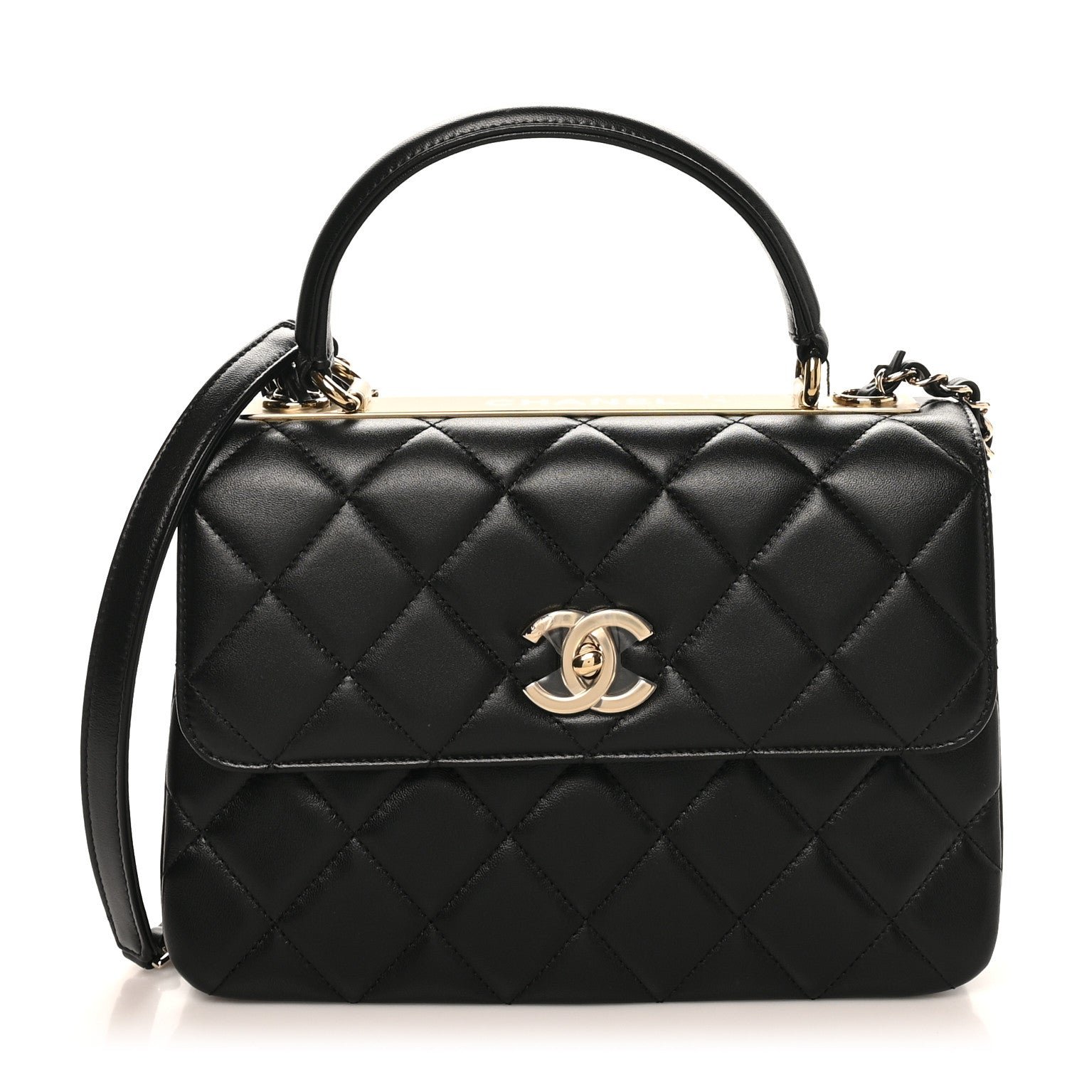 Chanel Lambskin Quilted Small Trendy CC Dual Handle Flap Bag Black