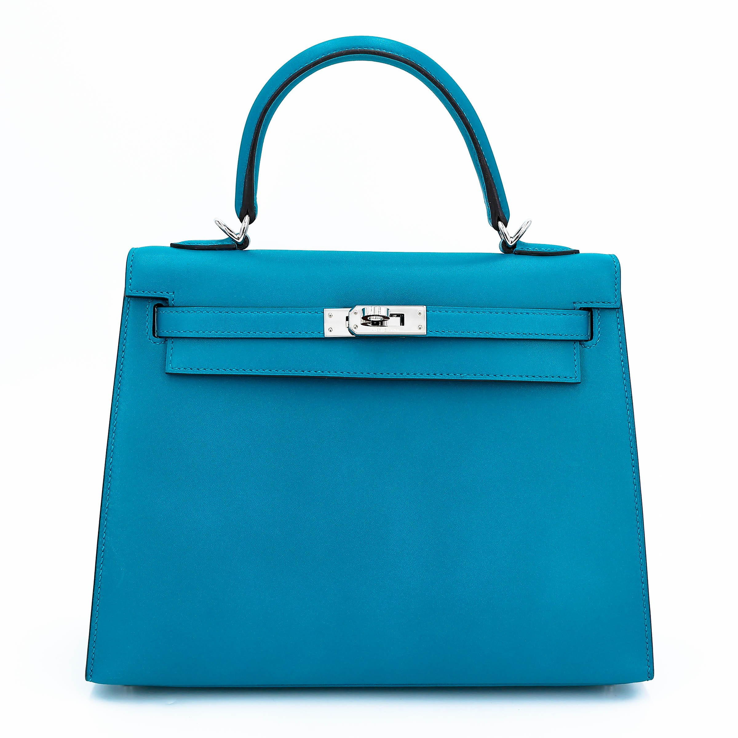 Excellent ( Rank SA ) HERMÈS Kelly 25 Sellier Bleu Izmir (7W) Tadelakt Palladium hardware Z (2021)