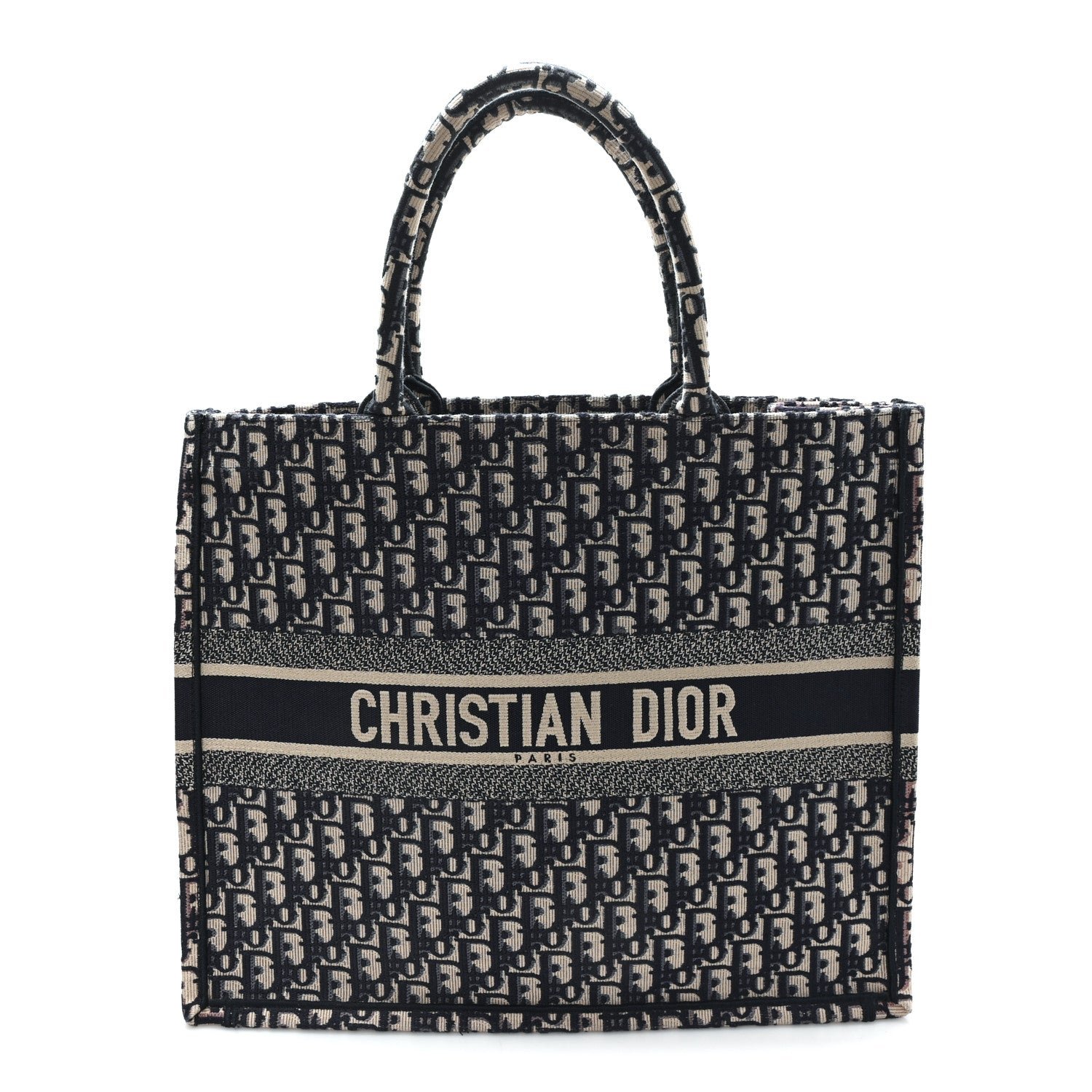 Christian Dior Oblique Large Book Tote Blue Multicolor