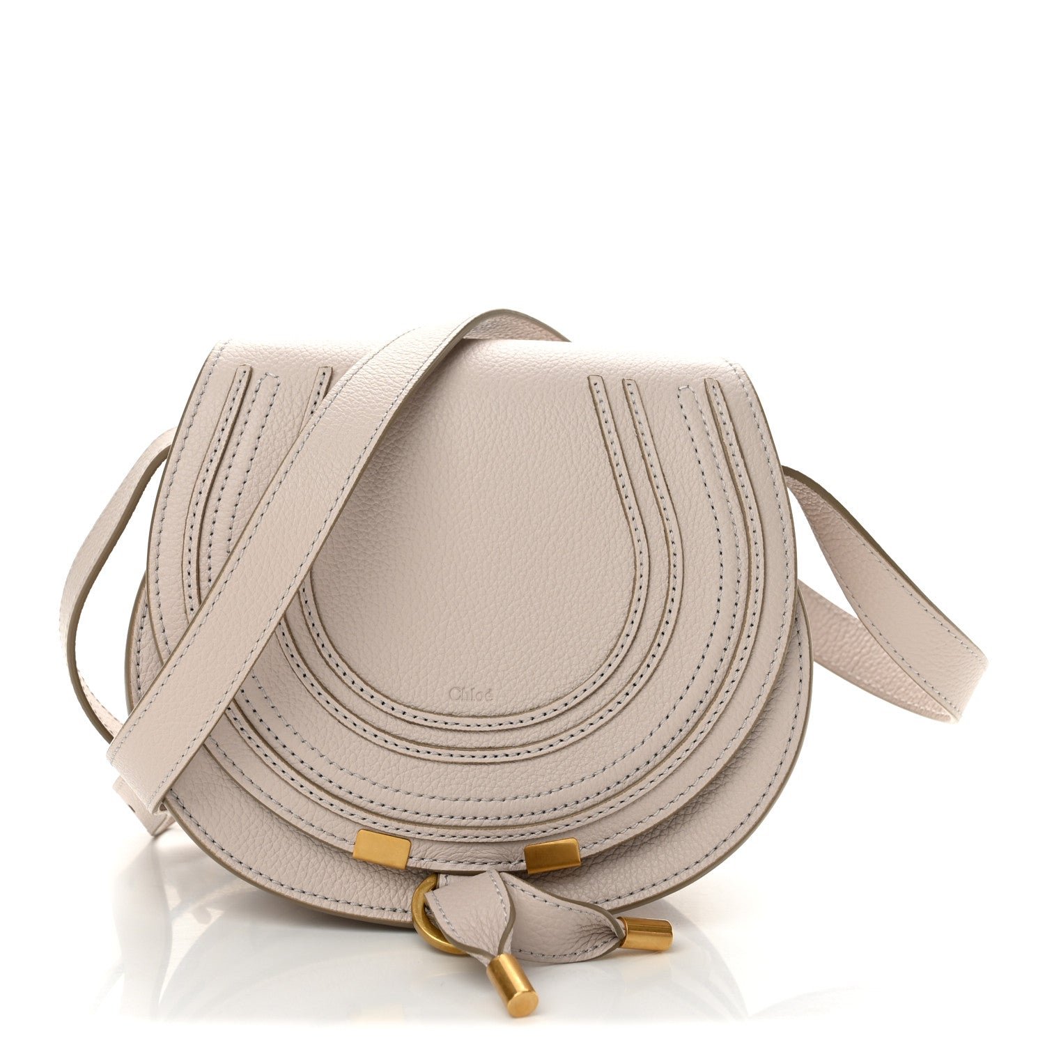 Chloe Calfskin Mini Marcie Round Crossbody Bag Nude Pink