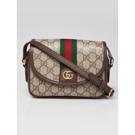 Gucci Beige/Ebony GG Supreme Ophidia Mini Crossbody Flap Bag