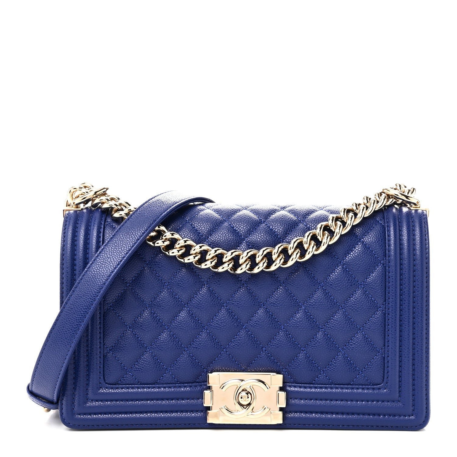Chanel Caviar Quilted Medium Boy Flap Blue