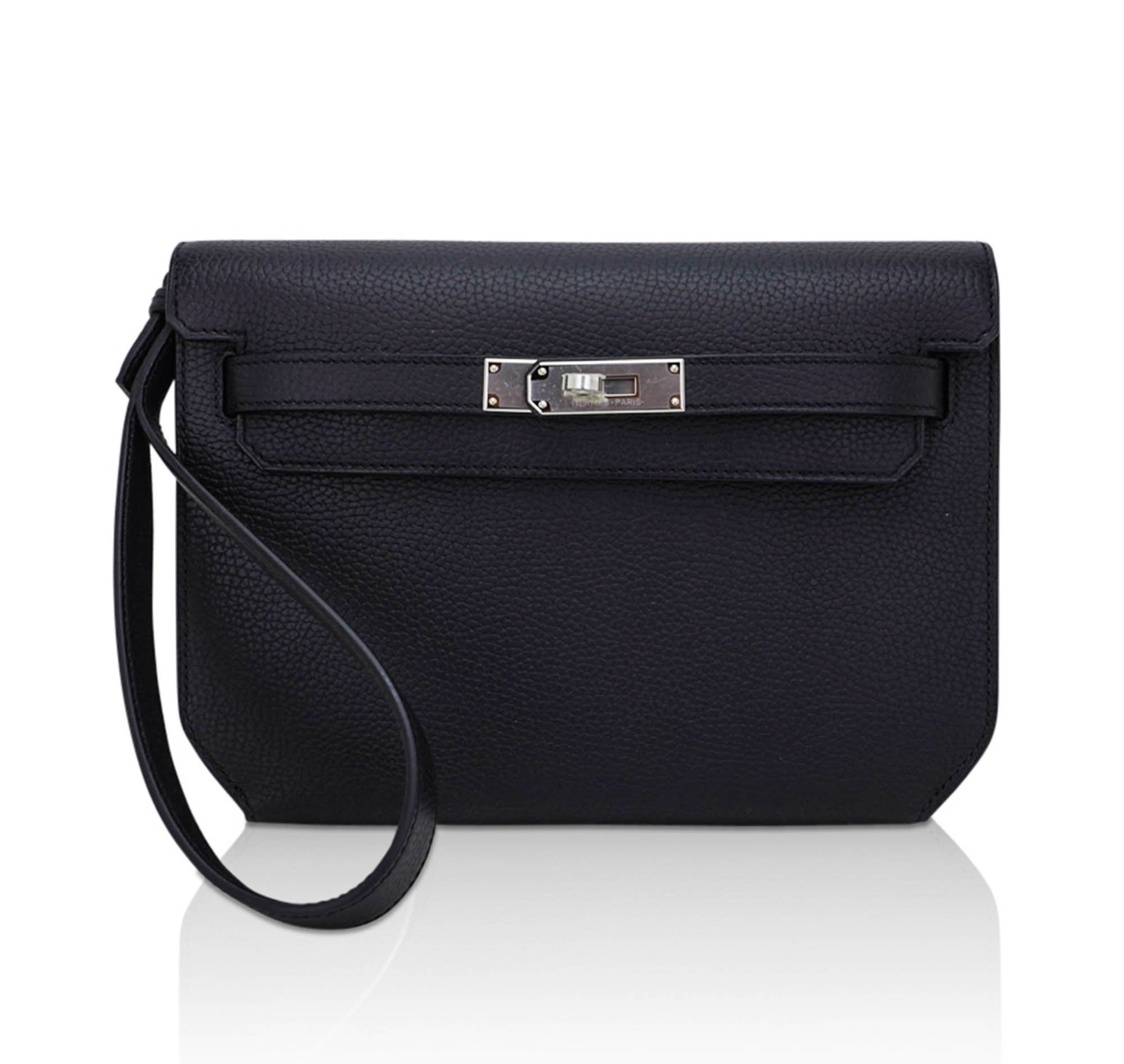 Hermes Hermes Kelly Depeches 25 Pouch Bag Blue Ocean Togo Leather with Palladium Hardware