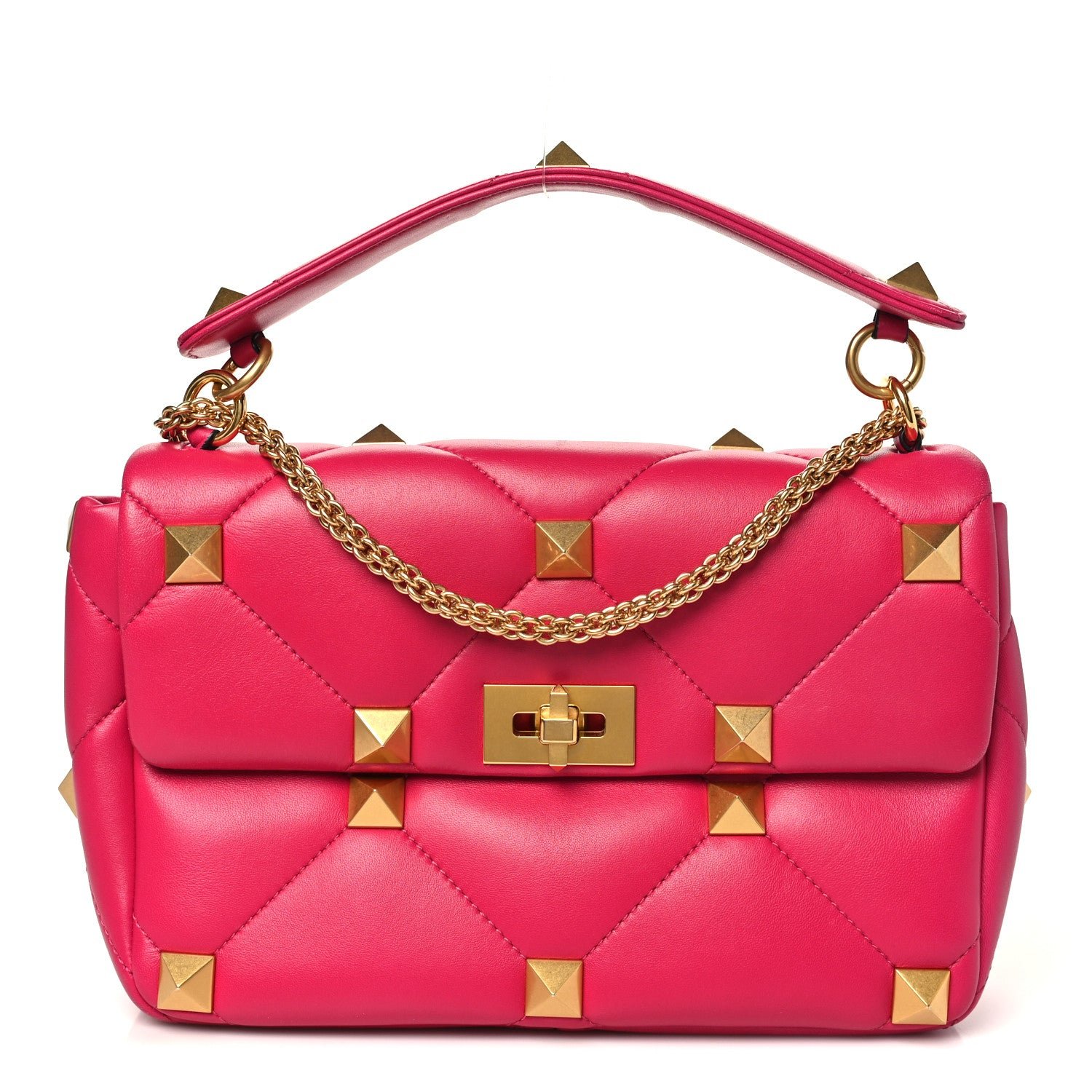 Valentino Garavani Nappa Large Roman Stud Shoulder Bag Blossom