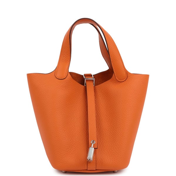 Hermes Hermes Picotin Lock 18 Orange Clemence Palladium Hardware