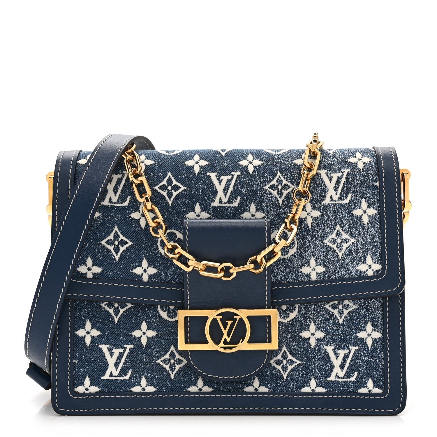 Louis Vuitton Denim Monogram Jacquard Dauphine MM Bleu