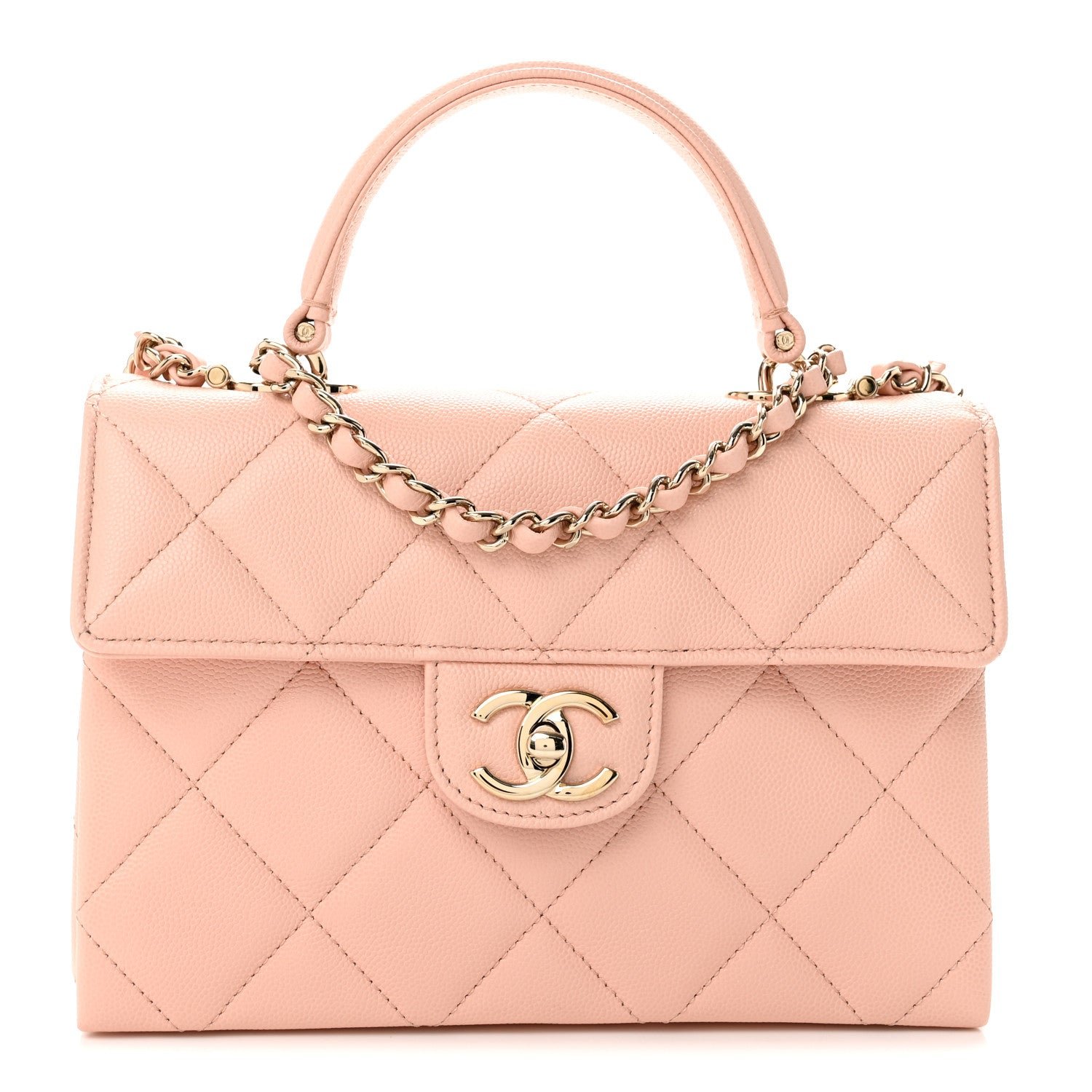 Chanel Caviar Quilted Mini Retro Twist Top Handle Flap Light Pink