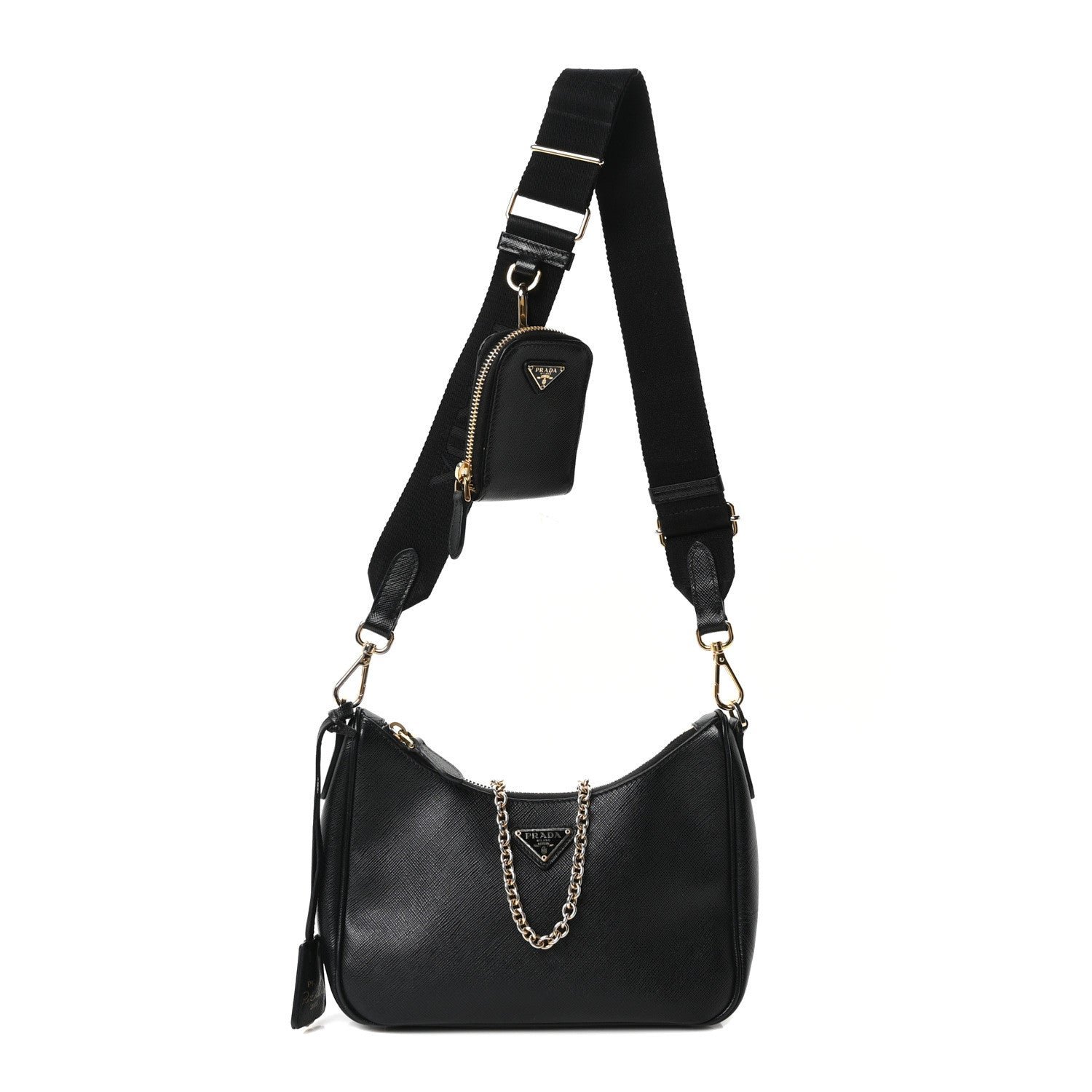 Prada Saffiano Lux Re-Edition 2005 Shoulder Bag Black