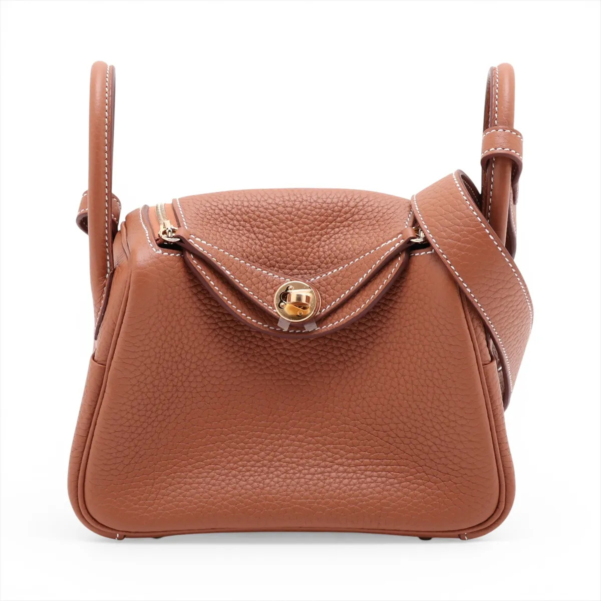 Hermès Lindy mini 20 Taurillon Clemence Gold Gold Metal Fittings