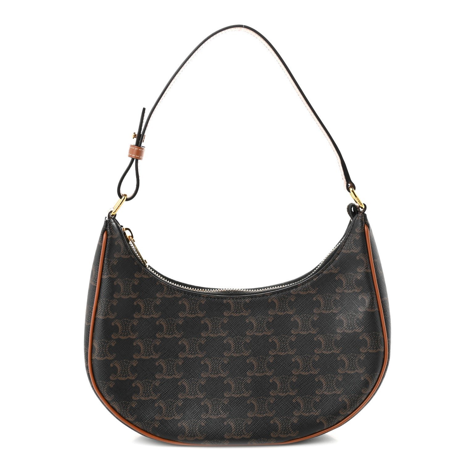 Celine Triomphe Canvas Calfskin Ava Shoulder Bag Tan