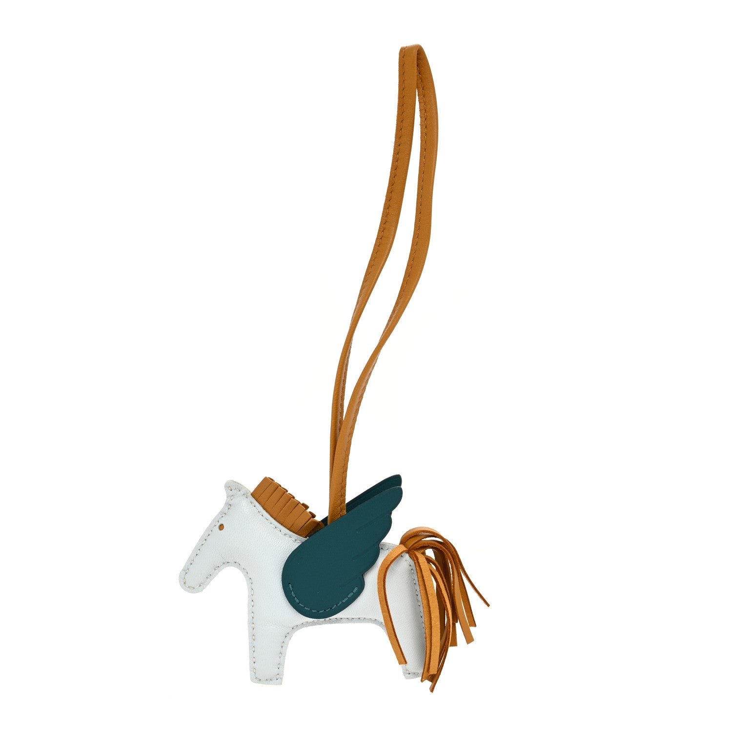 Hermes Milo Lambskin Grigri Rodeo Pegase Horse Bag Charm PM Bleu Brume Sesame Vert Bosphore