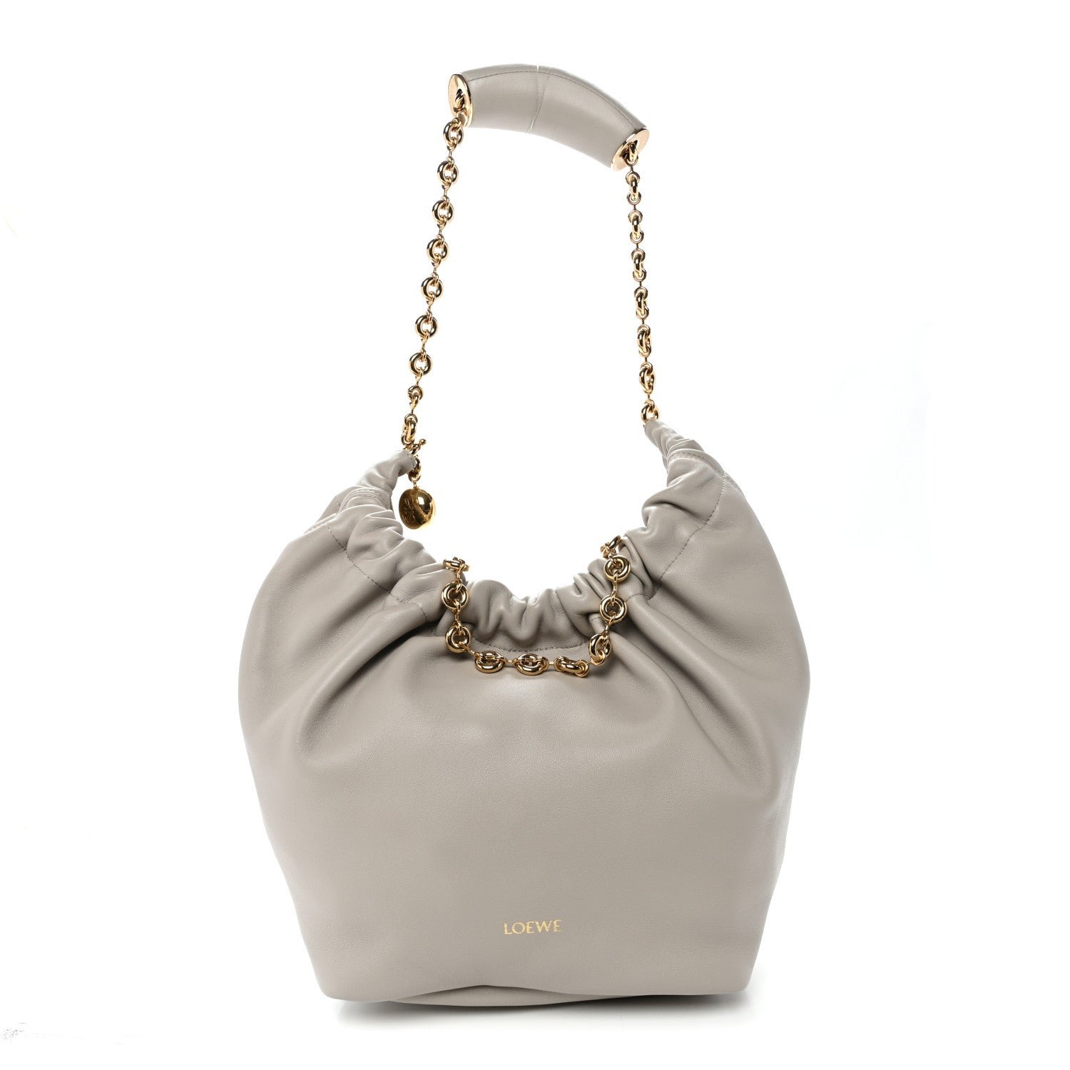 Loewe Buttery Nappa Lambskin Small Squeeze Bag Pearl Grey