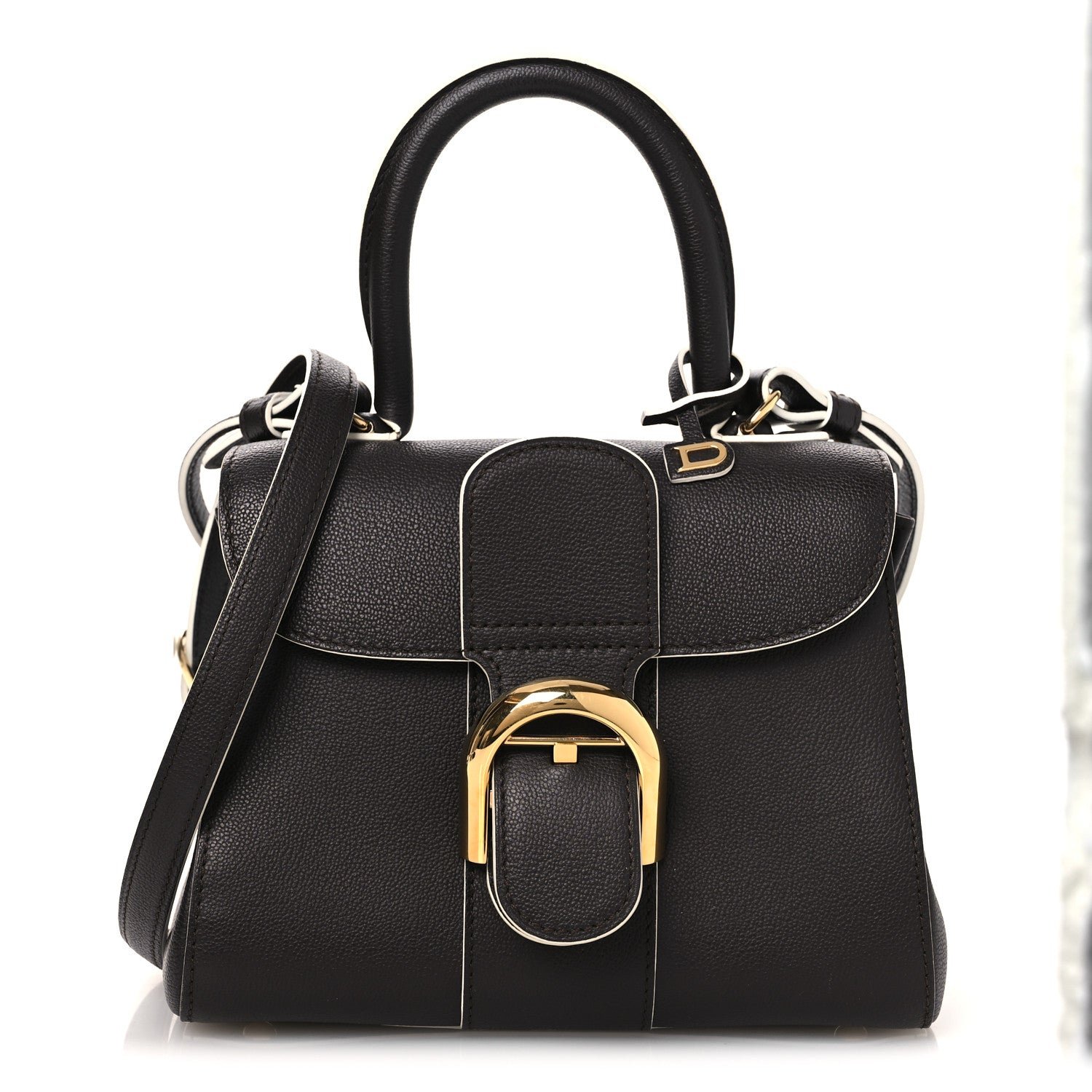 Delvaux Grained Calfskin Bi-Color Brillant Mini Satchel Black