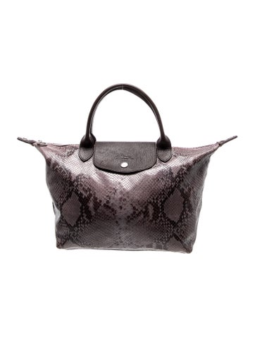 Longchamp Embossed Leather Python Handbag