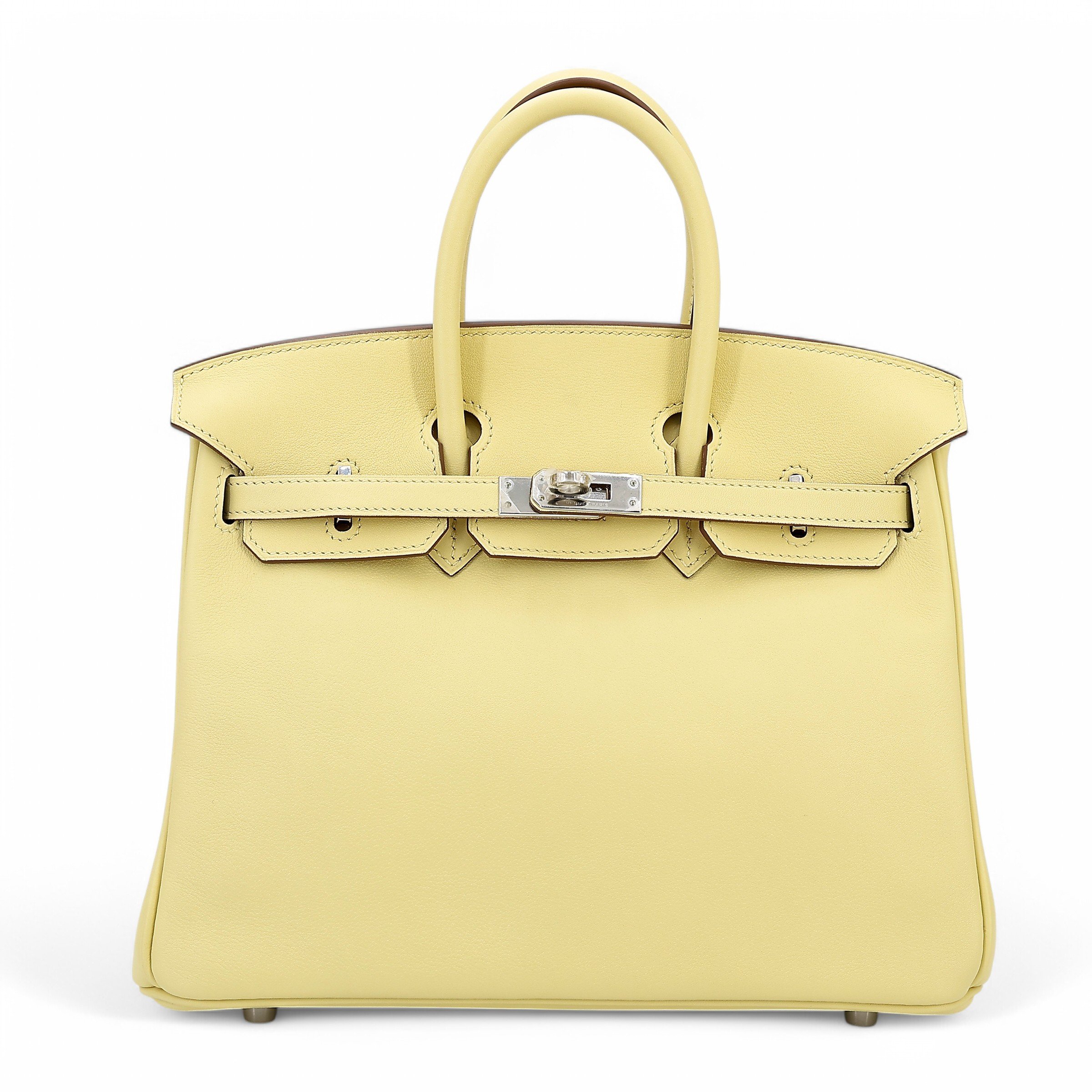 Hermes Unused ( Rank NS ) HERMÈS Birkin 25 (S)  Jaune Poussin (1Z) Swift Palladium hardware T (2015)